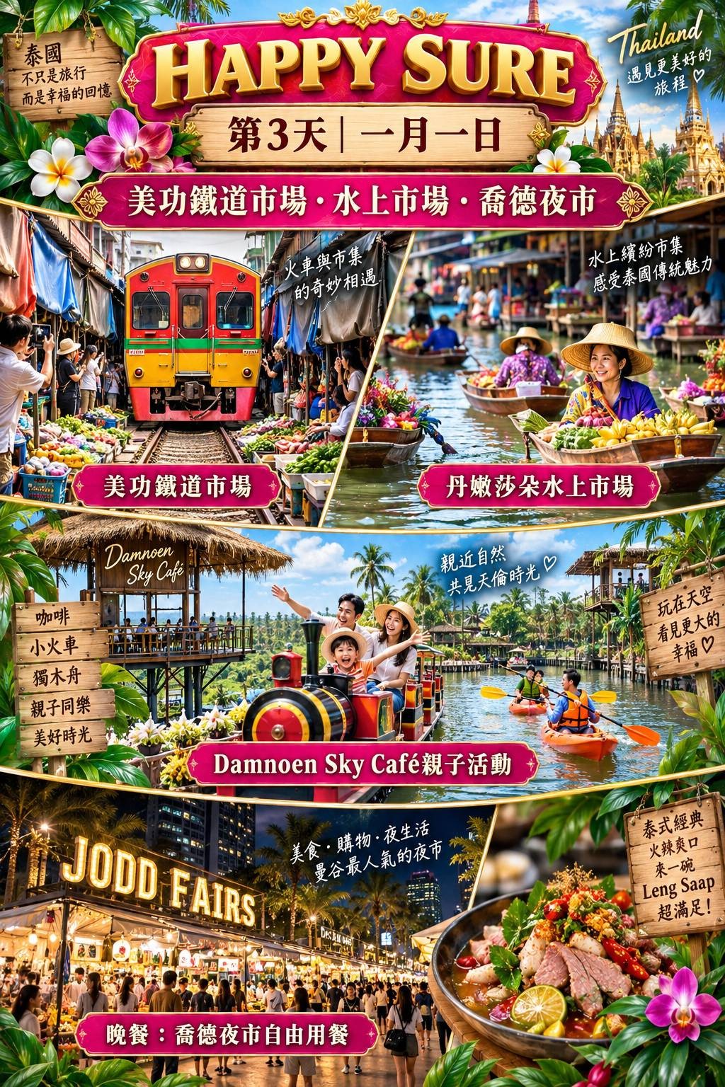HAPPY SURE VIP 行程實例第 3 天：美功鐵道市場與水上市場