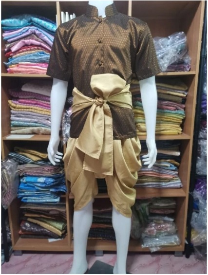 棕金色短袖傳統泰服