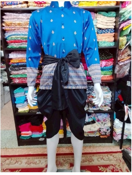 皇家藍色緹花宮廷泰服
